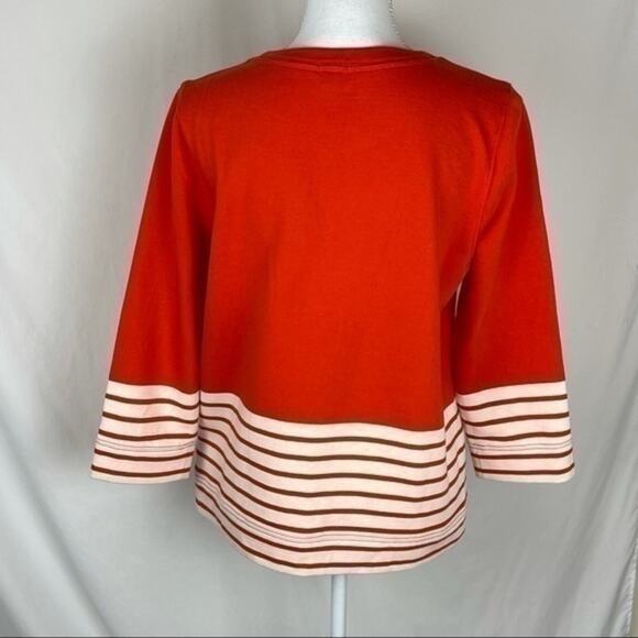 J Crew Orange Coastal Striped Coastal Grandma Nautical Top NWOT Size M - Picture 6 of 10